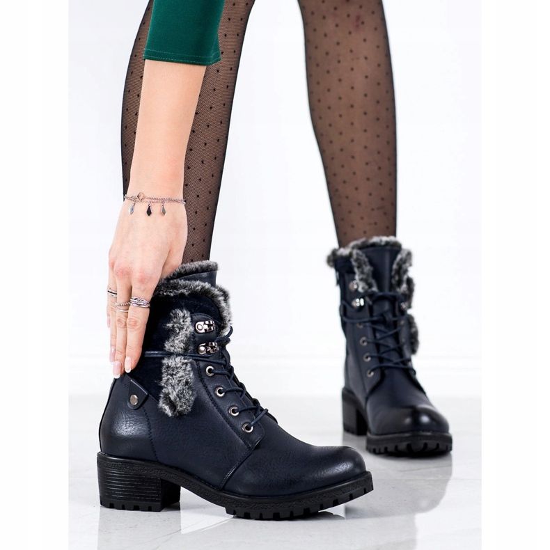 Super Mode Stivali blu navy con pelliccia 1