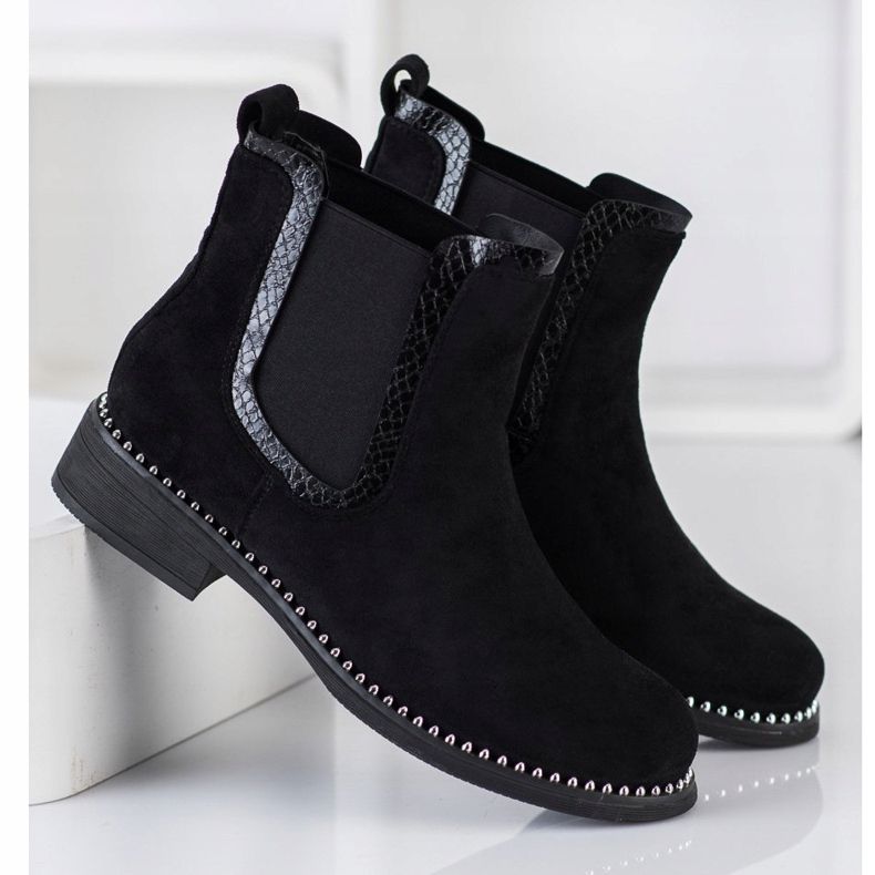 Bestelle Stivali Jodhpur in camoscio nero 1
