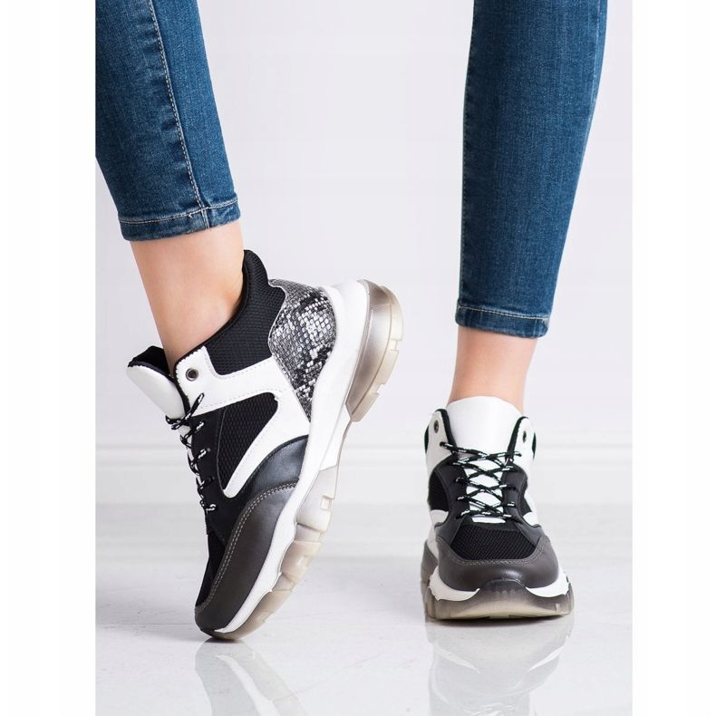 SHELOVET Scarpe da ginnastica casual bianca nero grigio 2
