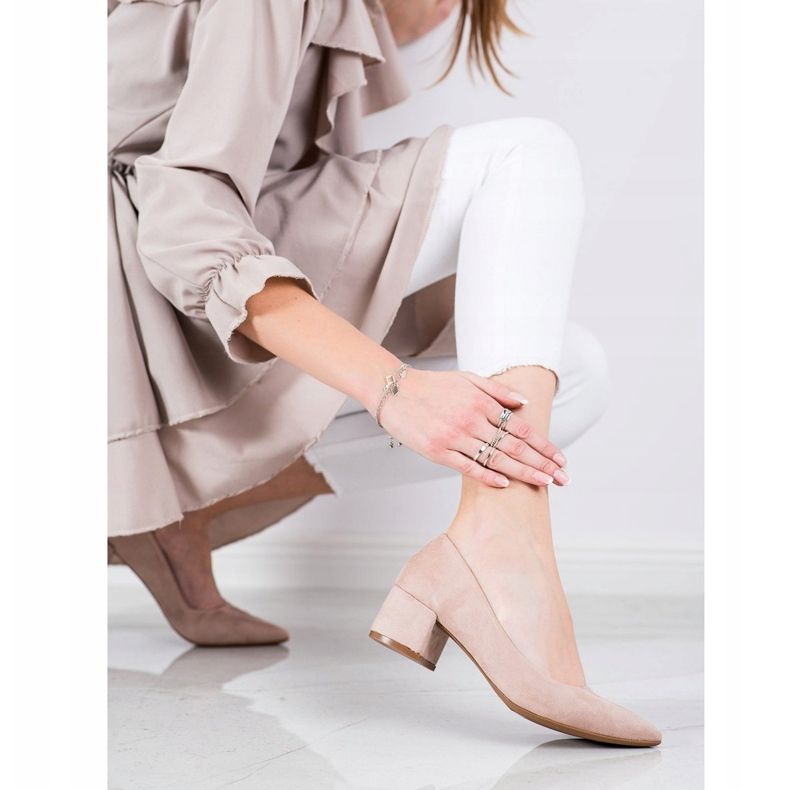SHELOVET Décolleté con tacco basso beige rosa 2
