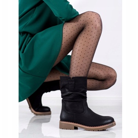 Super Mode Stivali con tomaia arruffata nero 1