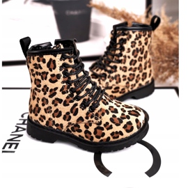 FRROCK Stivali da bambino con motivo leopardato Dafne beige marrone nero 1