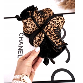 FRROCK Stivali da bambino con motivo leopardato Dafne beige marrone nero 3