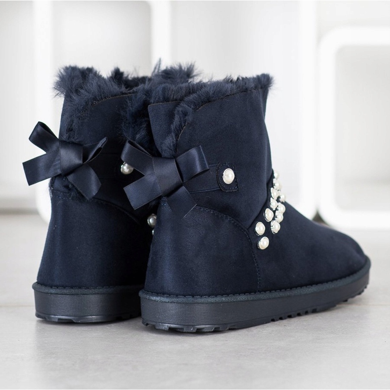 Queentina Mukluki blu navy con perle 2