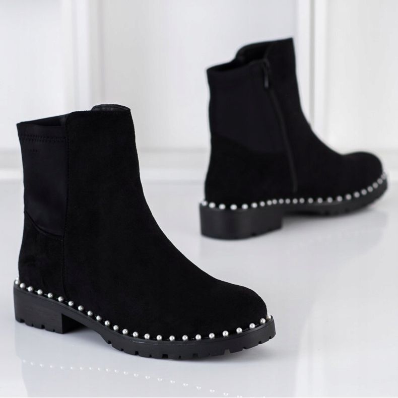 Bestelle Stivaletti Scamosciati Con Perle nero 2