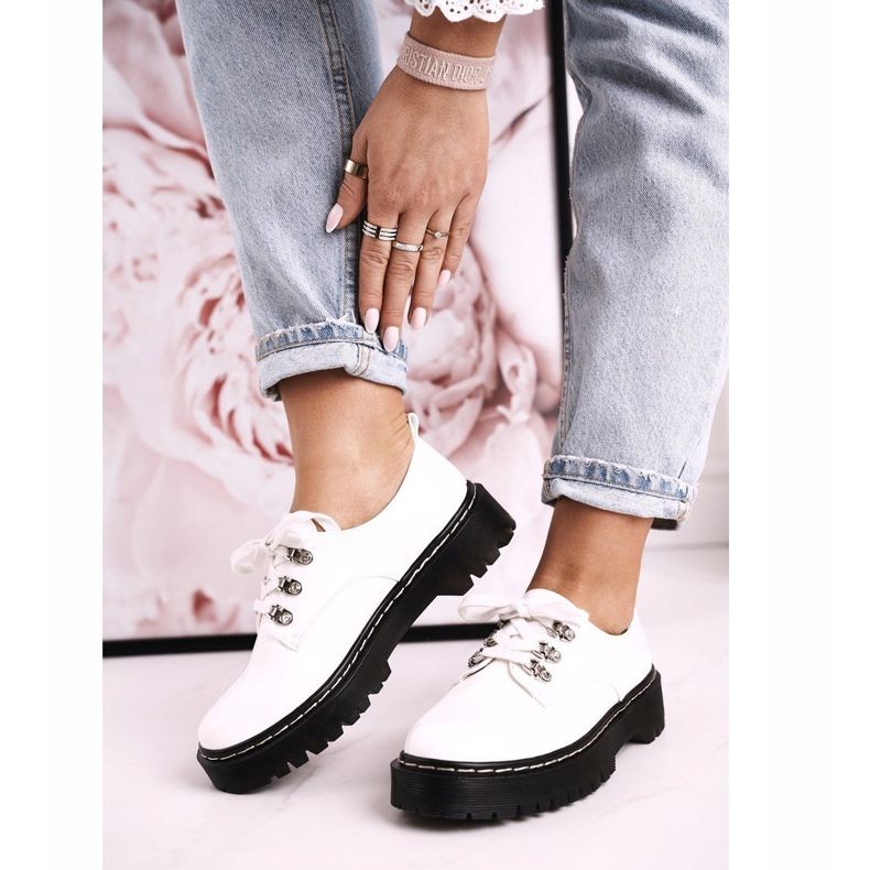S.Barski Scarpe Brogue Donna Oxfords On the Platform S. Barski HX15 Laccato Bianco bianca 1