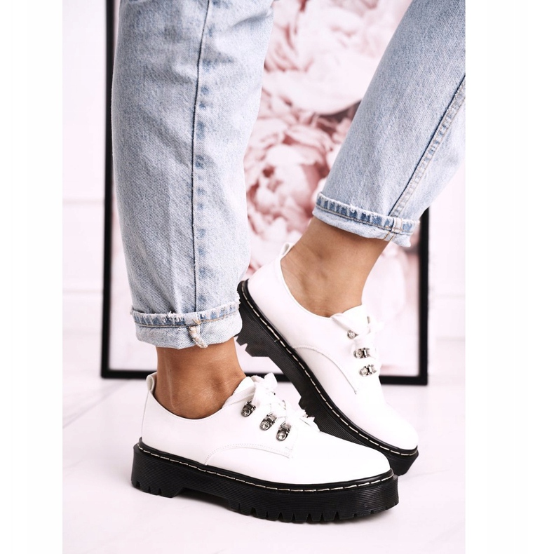 S.Barski Scarpe Brogue Donna Oxfords On the Platform S. Barski HX15 Laccato Bianco 2