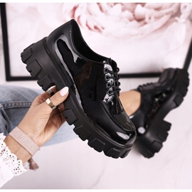 S.Barski Scarpe Oxford da donna sulla piattaforma massiccia S. Barski HX23 laccato nero 2