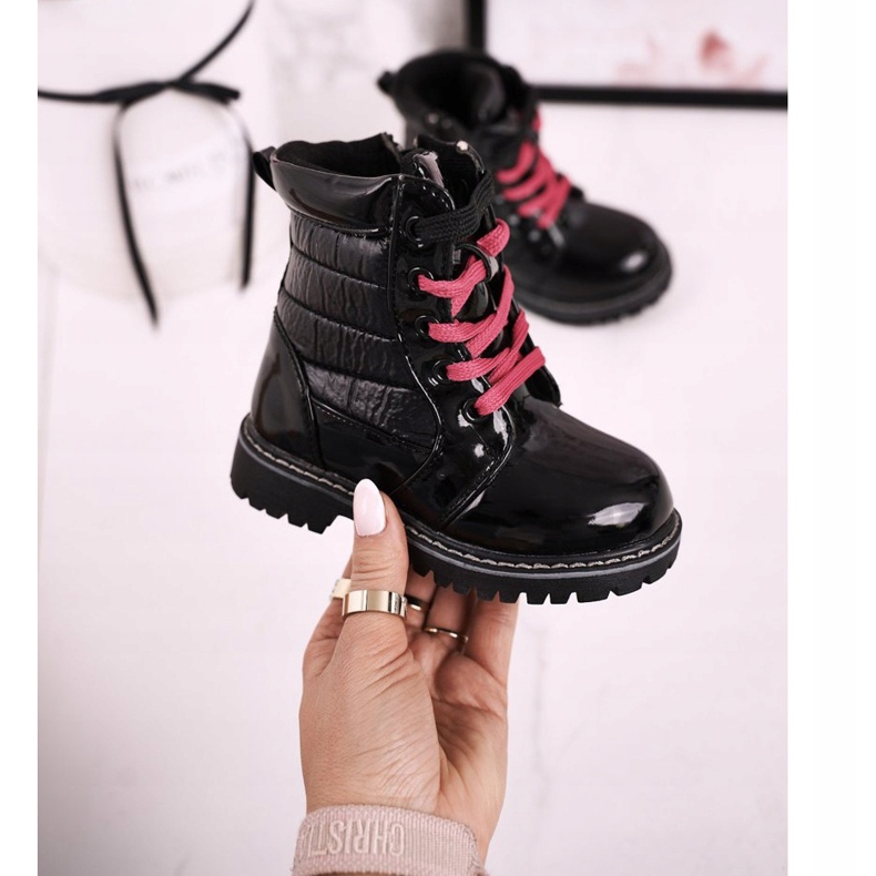 Stivali Bambini Riscaldati Con Pelliccia Con Trapuntatura Black Pinkie nero 2