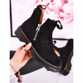 Stivaletti Chelsea da donna con cuciture colorate in camoscio nero Addison 1