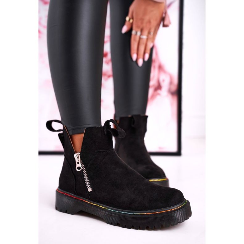 Stivaletti Chelsea da donna con cuciture colorate in camoscio nero Addison 2