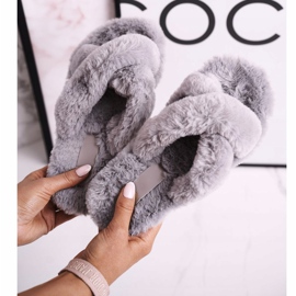 FJ1 Pantofole in pelliccia da donna grigie Cosy Time grigio 1