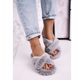 FJ1 Pantofole in pelliccia da donna grigie Cosy Time grigio 2
