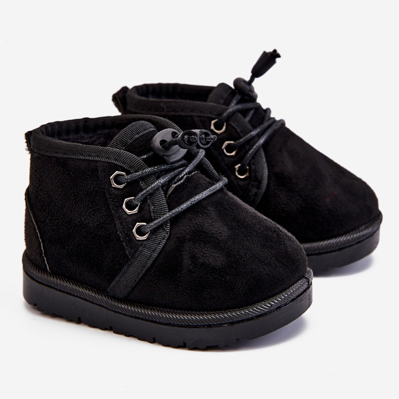 Stivali da neve stringati per bambini riscaldati con pelliccia nera Hunter nero nero 1