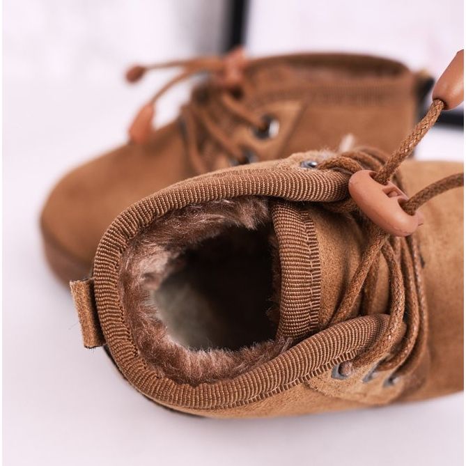Stivali da neve stringati per bambini riscaldati con pelliccia marrone Hunter 1