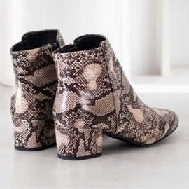 SHELOVET Stivaletto con stampa serpente beige marrone 1
