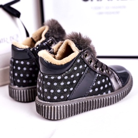 Linshi Sneakers da bambino Warm Boots a pois grigie Anastasia d'argento grigio 3