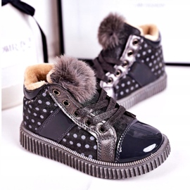 Linshi Sneakers da bambino Warm Boots a pois grigie Anastasia d'argento grigio 2