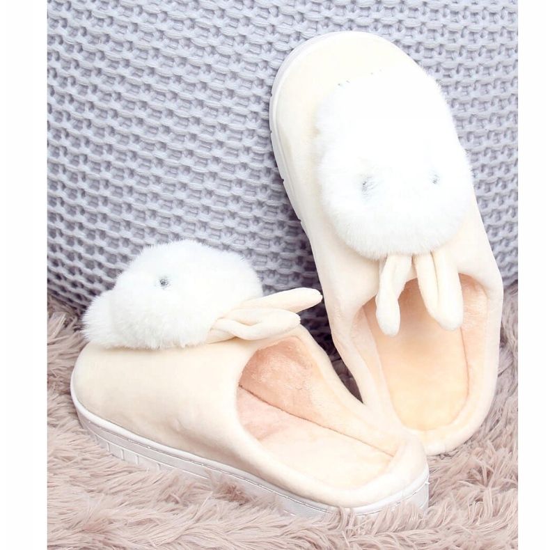 Ciabatte da donna coniglietti beige MA01 Beige écru 1
