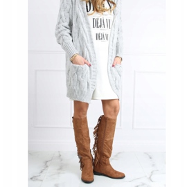 Stivali con frange, zeppa nascosta cammello ST-28P Camel beige 1