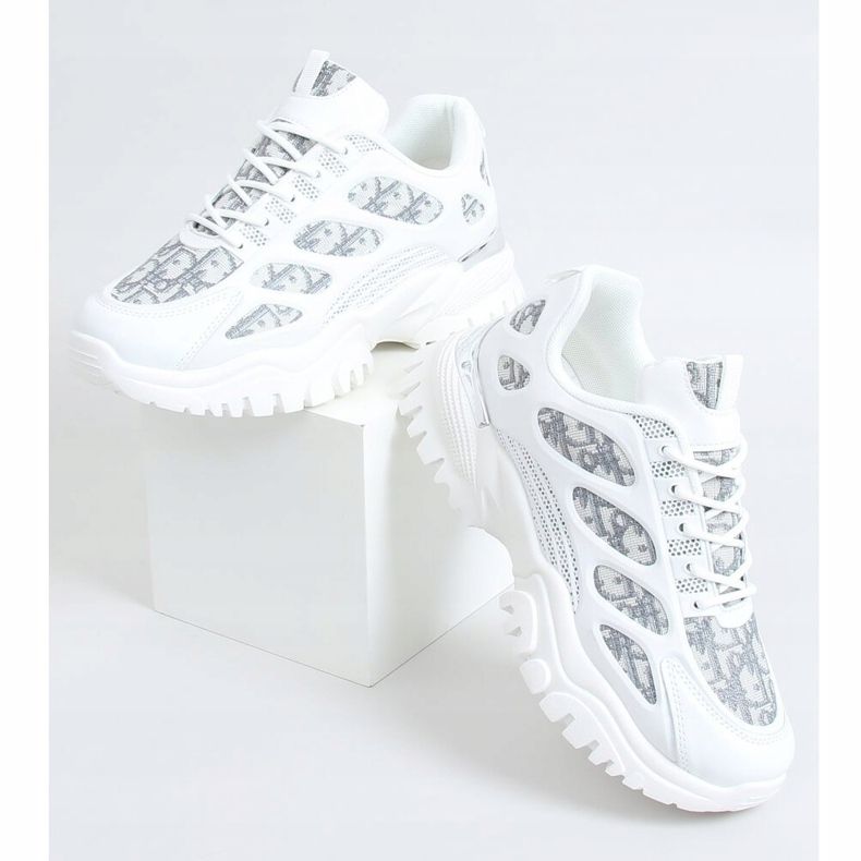 Scarpe sportive da donna bianche VL123 White bianca grigio 1