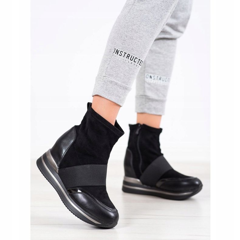SHELOVET Stivali con zeppa alla moda nero 2