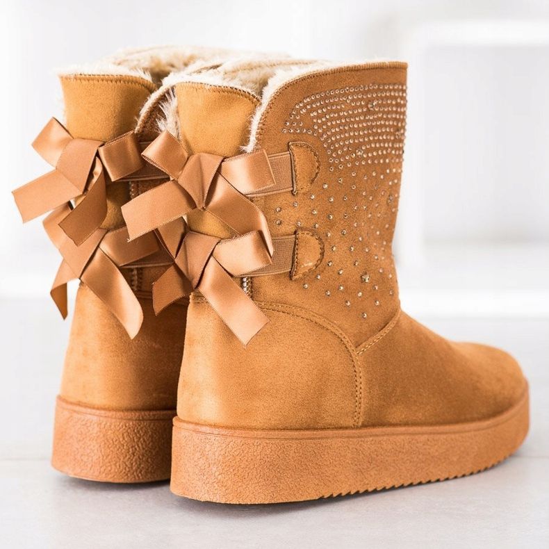 Small Swan Mukluki con cristalli marrone 2