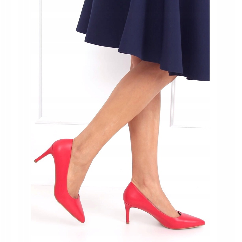 Red CD62P Tacchi a spillo rossi con tacco basso rosso 1