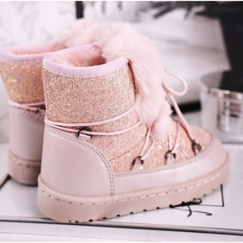 FRROCK Stivali Da Neve Per Bambini Con Pelliccia Rosa Minnie d'argento 3
