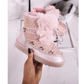 FRROCK Stivali Da Neve Per Bambini Con Pelliccia Rosa Minnie d'argento 2