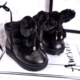 Stivali Da Neve Per Bambini Con Pelliccia Con Orecchie Coniglietto Nero 3