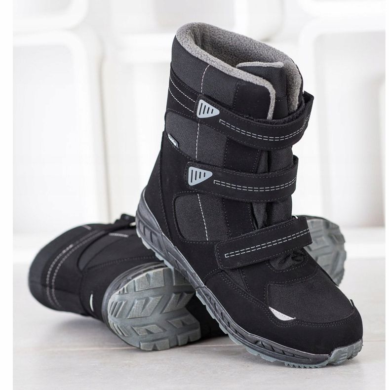 SHELOVET Stivali da neve in velcro nero 1