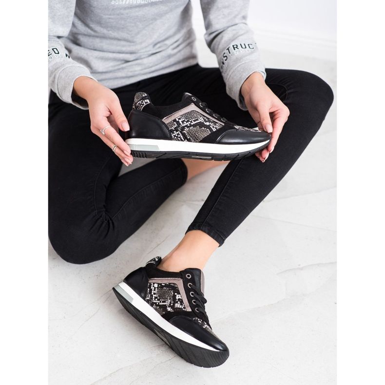 Kylie Scarpe da ginnastica alla moda bianca nero grigio 1
