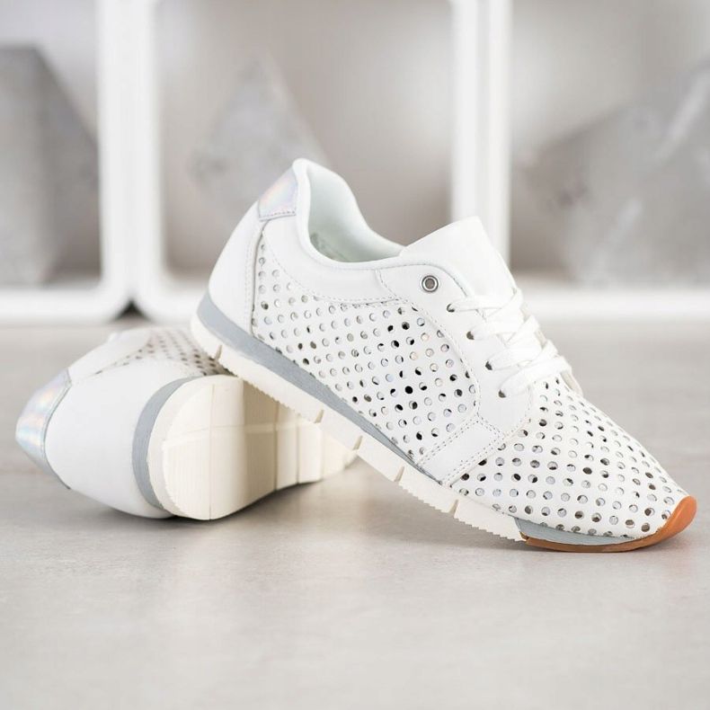 Kylie Sneakers bianche traforate bianco argento 1