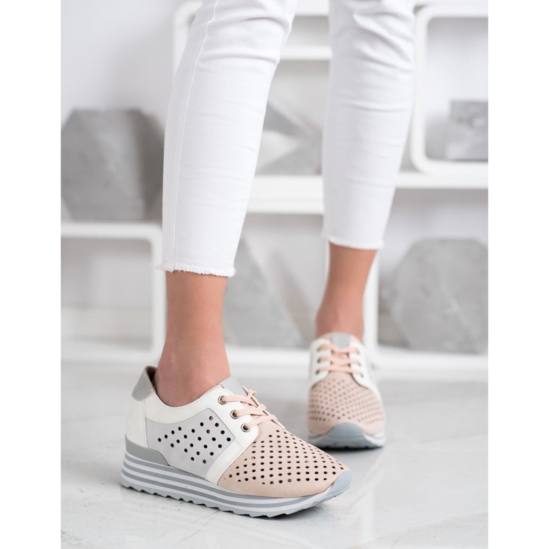 Aclys Sneakers traforate bianca rosa grigio 1