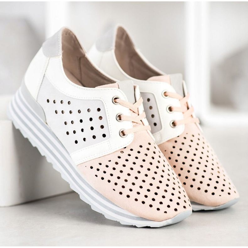 Aclys Sneakers traforate bianco rosa grigio 2