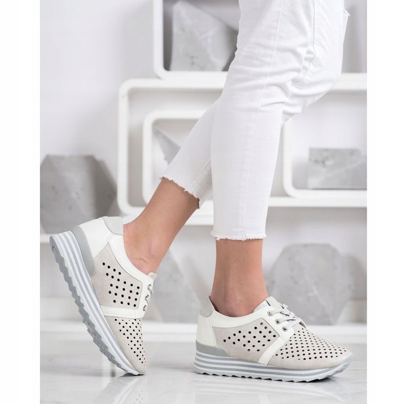 Aclys Sneakers traforate beige bianco grigio 2