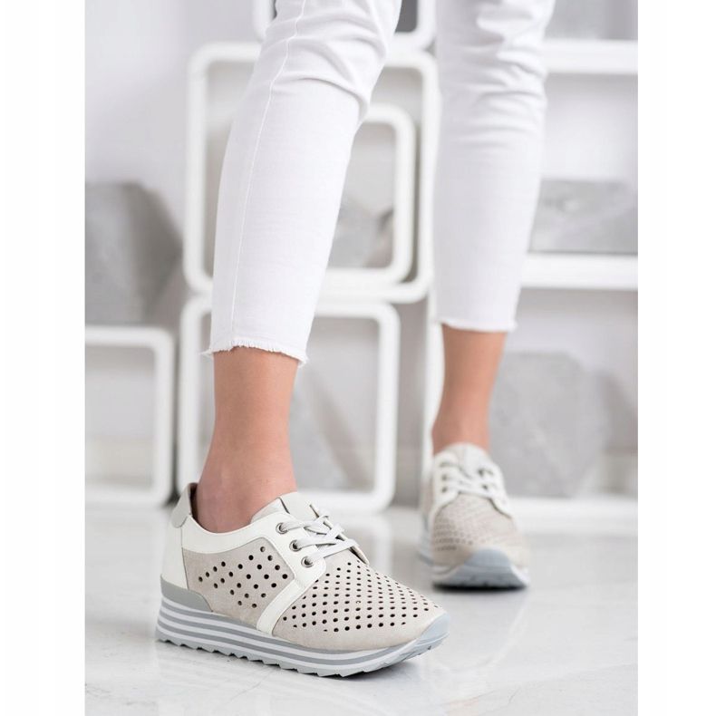 Aclys Sneakers traforate beige bianca grigio 1