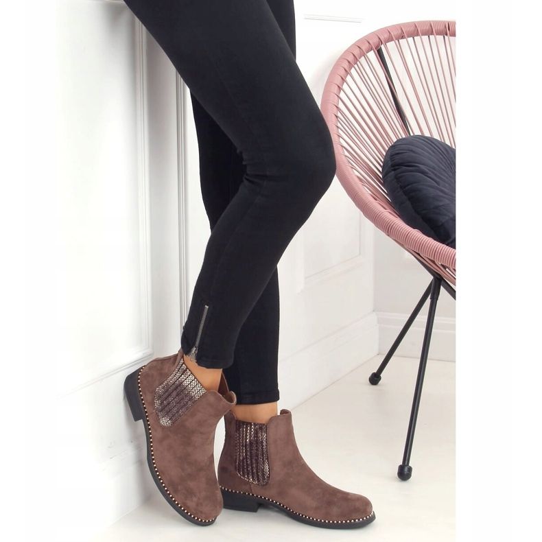 Stivaletti Chelsea da donna, camoscio marrone HQ231 Khaki cachi 1