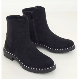Stivaletti Chelsea neri con perle RQ336 Black nero 1