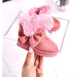 FRROCK Doposci da bambino con fiocco in pelliccia, rosa Vella 2