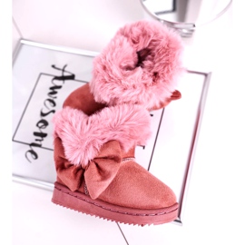 FRROCK Doposci da bambino con fiocco in pelliccia, rosa Vella 3
