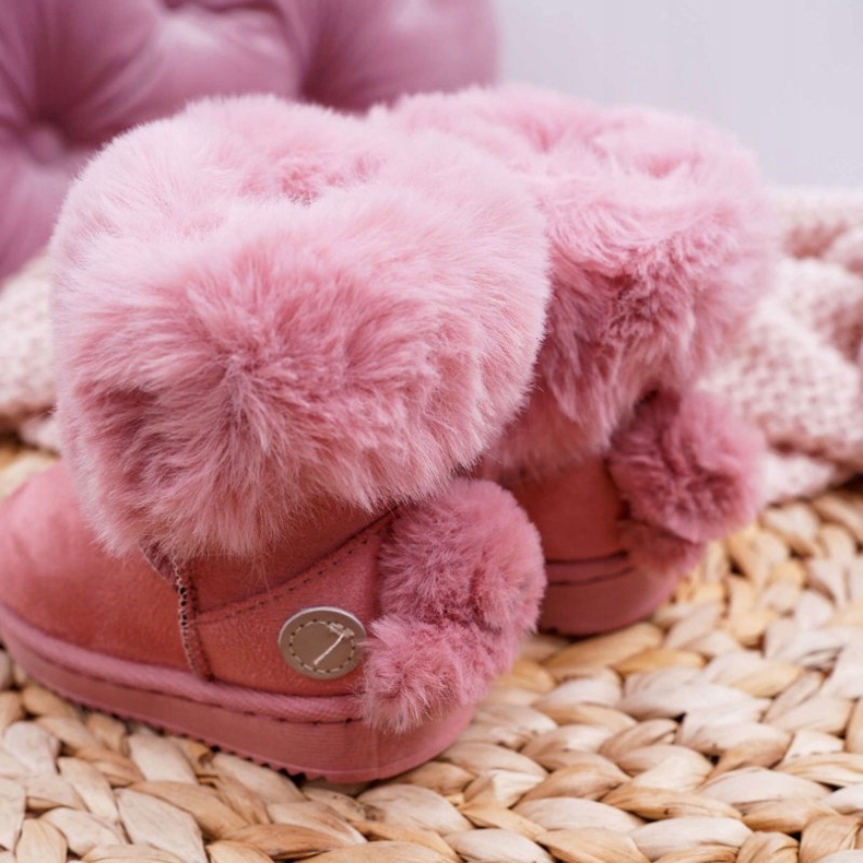 FRROCK Stivali da neve per bambini con pelliccia Kiks rosa 4