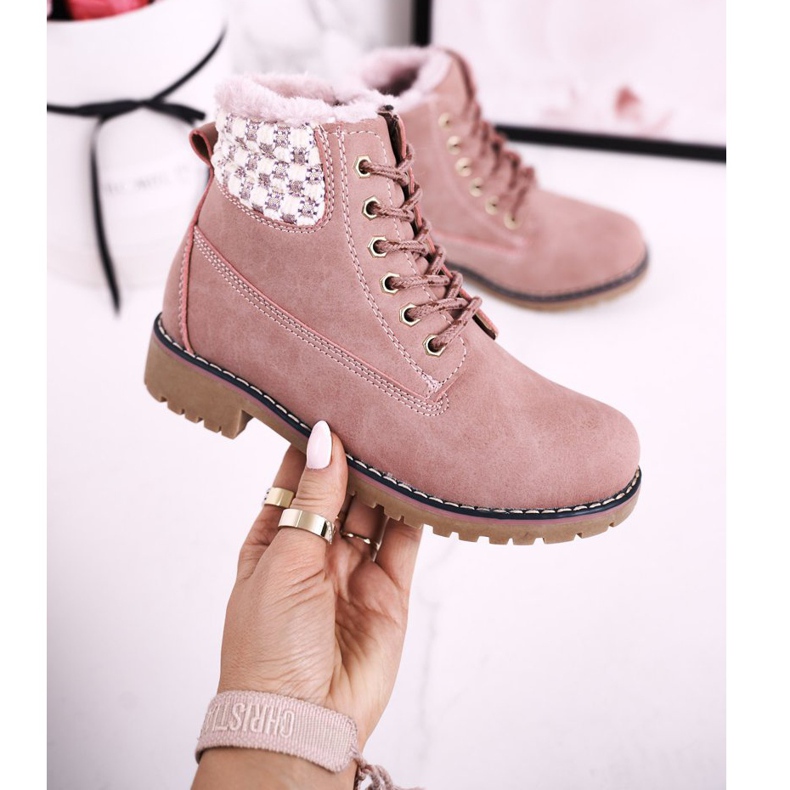 Apawwa Stivali per bambini Trappers isolati con pelliccia Pink Forest rosa 3