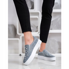 Filippo Slip in Pelle Con Perle grigio 1