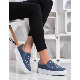 Filippo Slip in Pelle Con Perle blu 1