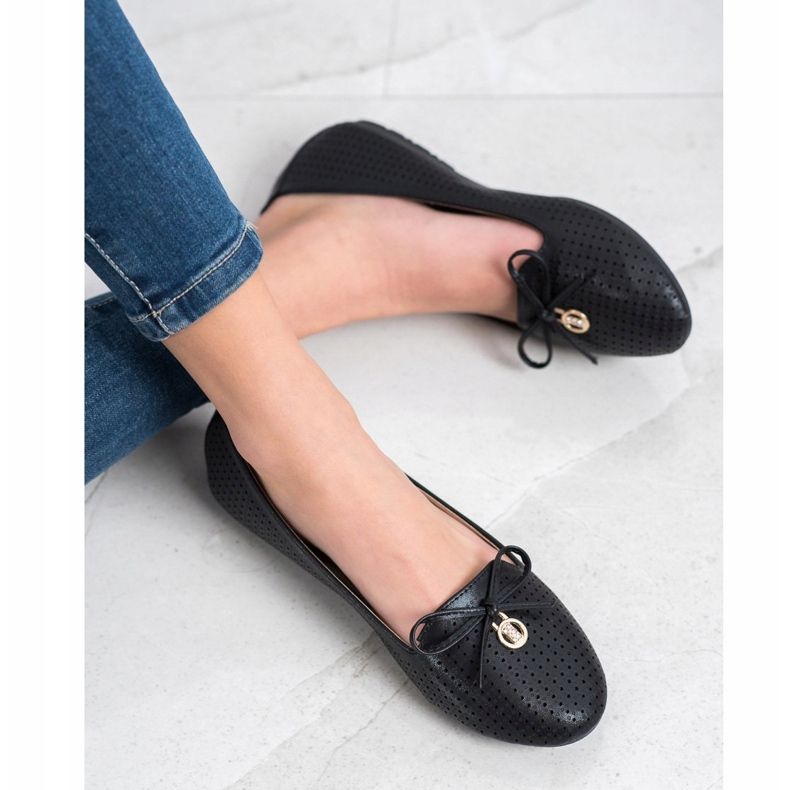 Ballerine traforate con fiocco VINCEZA nero 2