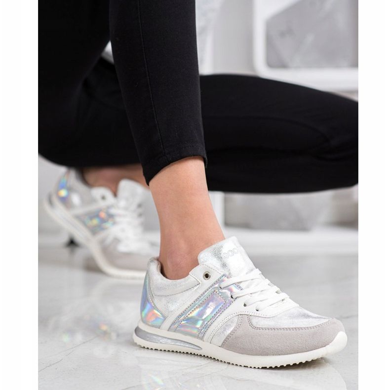 Goodin Scarpe sportive alla moda bianca d'argento grigio 1