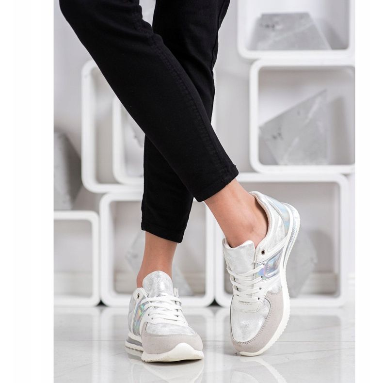 Goodin Scarpe sportive alla moda bianca d'argento grigio 2