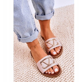 Nicole Pantofole Classiche da Donna in Pelle Beige Evie rosa 2